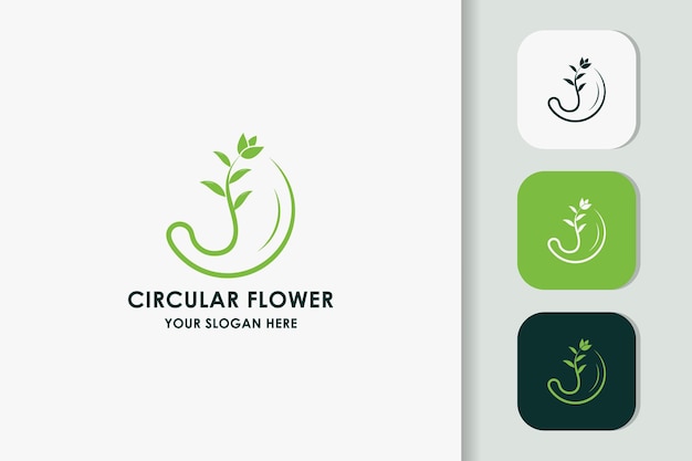 Simple flower leaf logo with circular concept