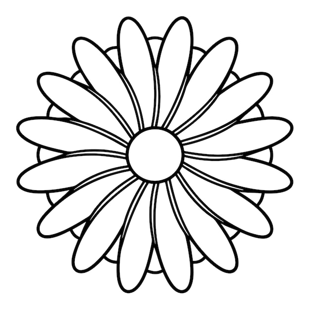 Vector simple flower line art icon with bold lines and simple shapes on white background vector style