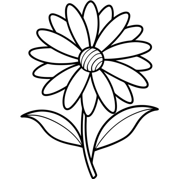 Vector simple flower line art icon with bold lines and simple shapes on white background vector style