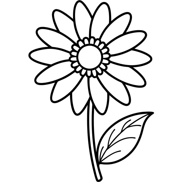 Vector simple flower line art icon with bold lines and simple shapes on white background vector style