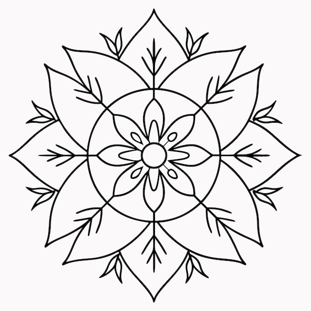 Simple flower mandala pattern for coloring book pages Easy floral design