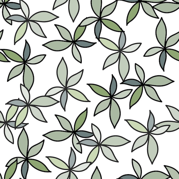 Simple foliage seamless pattern Doodle leaves wallpaper Botanical elements background