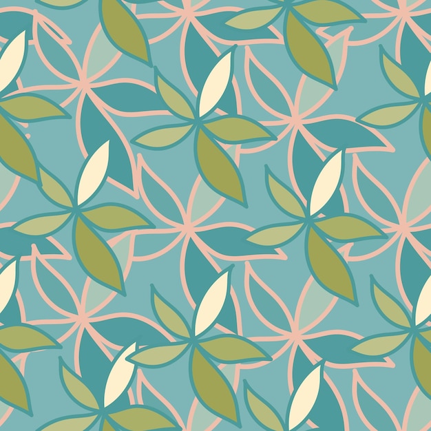 Simple foliage seamless pattern Doodle leaves wallpaper Botanical elements background