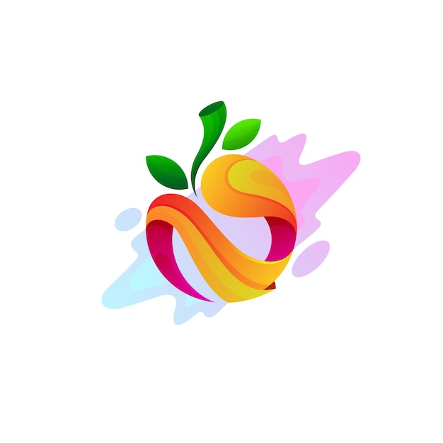 Simple fruit logo and juice design colorful, 3d style