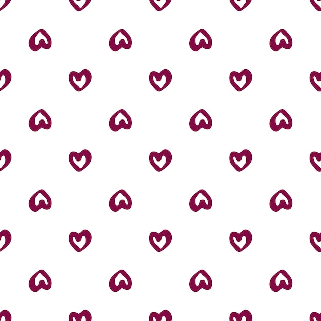 Simple geometric hearts seamless pattern on white background