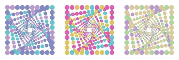 A simple geometric pattern of circles swirling in a square Complimentary colors Vector drawing