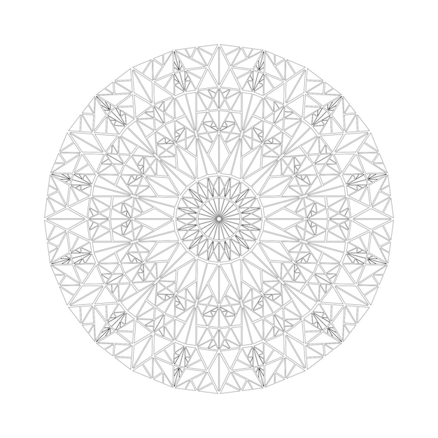 Simple geometrical round triangle mandala pattern coloring page design