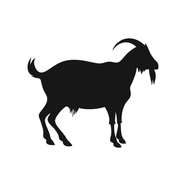 simple goat silhouette vector in isolated white background