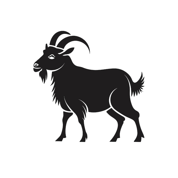 simple goat silhouette vector in isolated white background