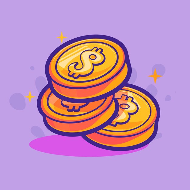 Vector simple gold coin stack vector illustration