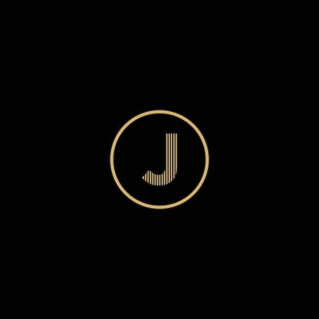 Simple gold letter J logo with circles and black background