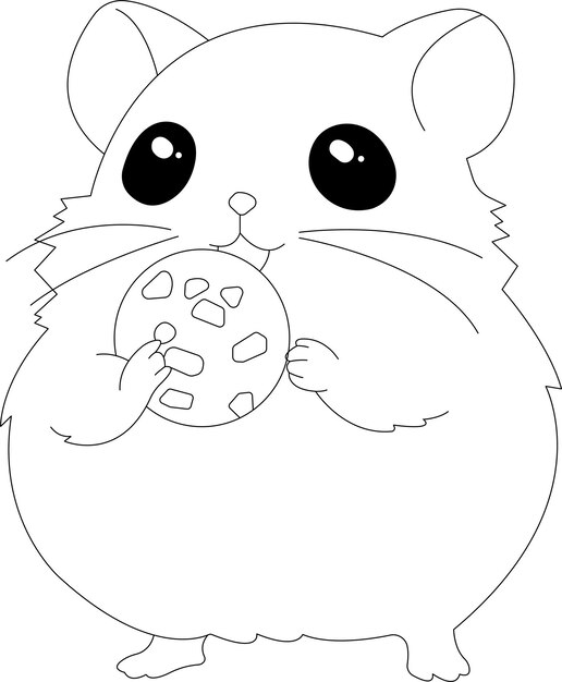 Vector simple hamster doodle coloringpages for kids