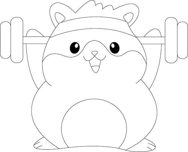 Vector simple hamster doodle coloringpages for kids