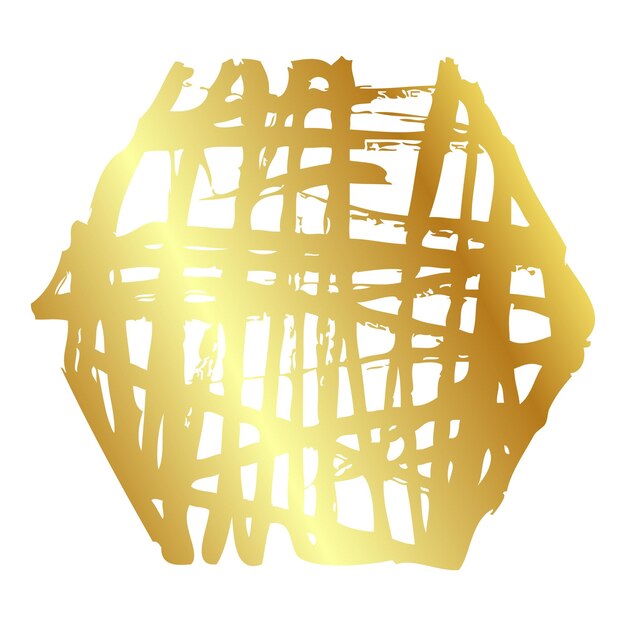 Simple hand draw vector sketch golden or gold hexagon frame scribble