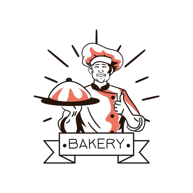 Simple hand drawn bakery logo cliparts