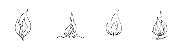 Simple Hand-Drawn Bonfire Outline in Flat Design