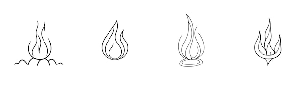 Simple Hand-Drawn Bonfire Outline in Flat Design