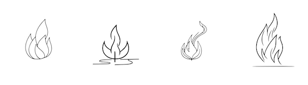 Simple Hand-Drawn Bonfire Outline in Flat Design