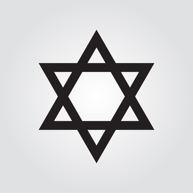 Simple Hanukkah Star of David Black and White Vector Icon