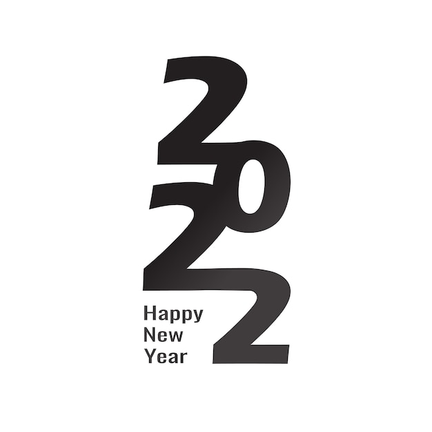 Simple Happy New Year 2022 Black and White Logo