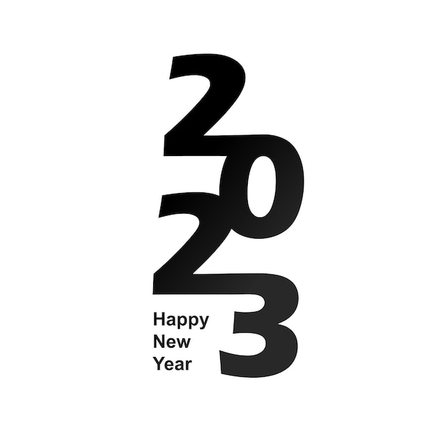 simple happy new year 2023 black white logo