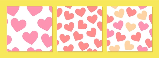 Simple heart seamless pattern in retro style yellow and pink colors Square posters with hearts cover wallpaper template for print