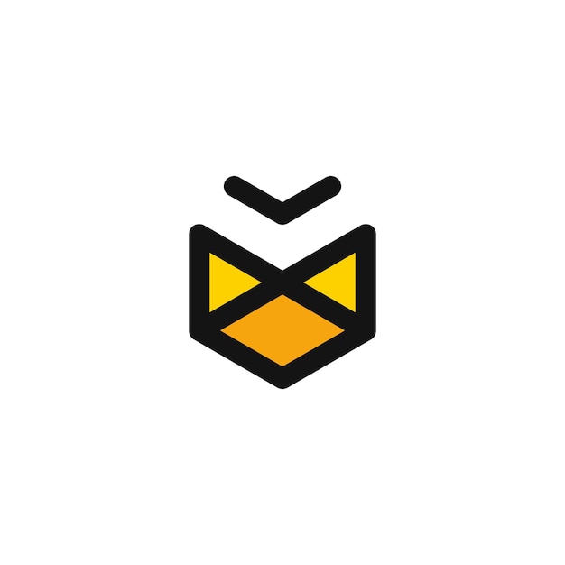 simple hexagon shaped bee honey logo template.