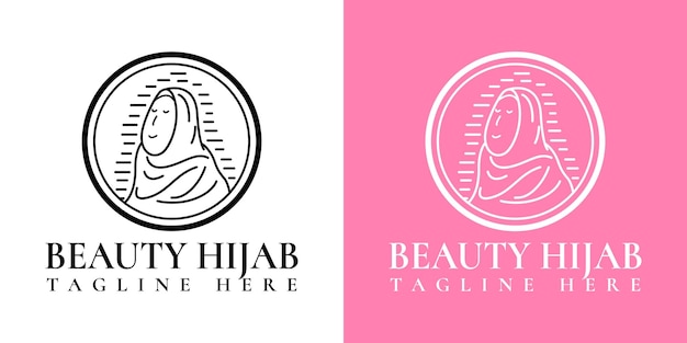 Simple hijab woman logo Muslim veil Womens hijab line logo template