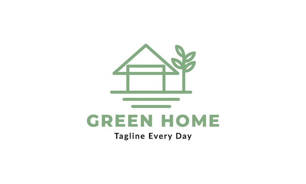 Simple home or house with tree line minimalist logo design architecture