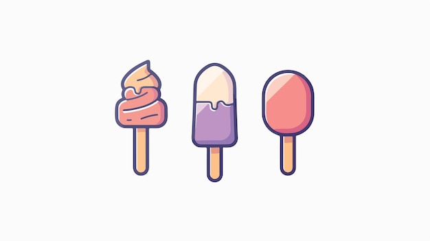 Vector simple ice cream and ice lolly icon vector