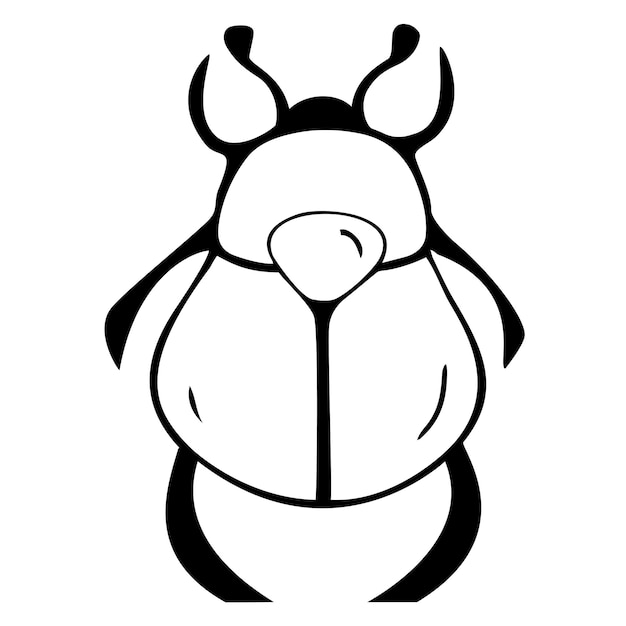 Simple icon of a bug Black line hand drawn scarab beetle isolated on white