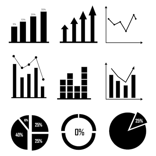 Vector simple icons diagram or statistic set design illustrator. editable to presentation, business, inform