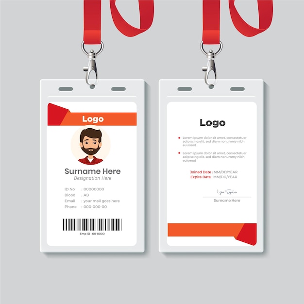 Simple Id card template design with vector