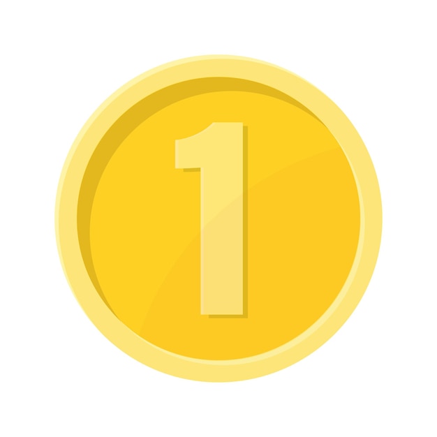 Simple illustration of coin with number one Concept of internet icon Flat style