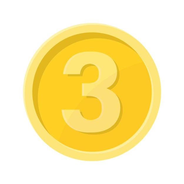 Simple illustration of coin with number three Concept of internet icon Flat style