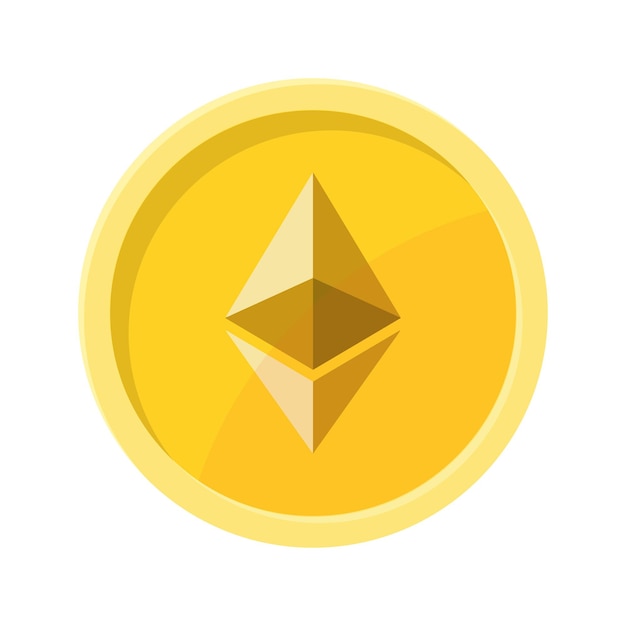 Simple illustration of ethereum coin Concept of internet cryptocurrency. Flat style