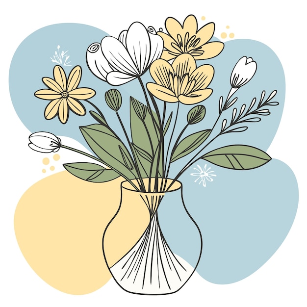 A simple illustration of a flower bouquet in a vase