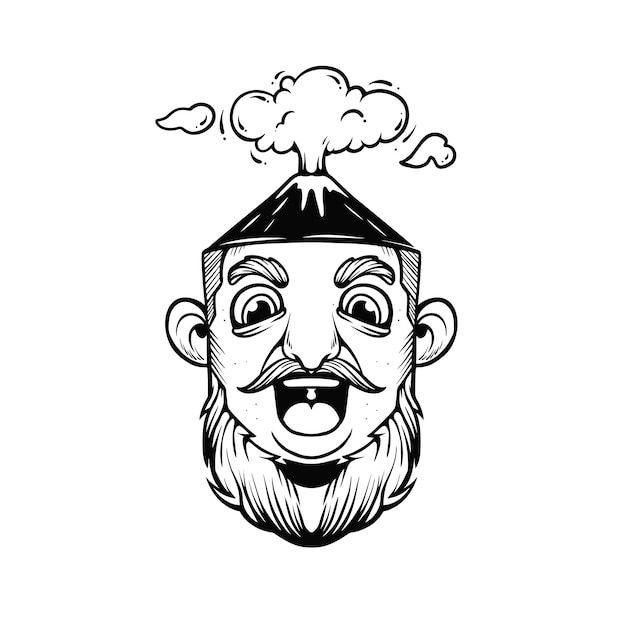 Simple illustration of a man with volcano head