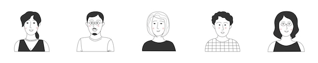 Simple illustrations of people avatars Flat minimalist style