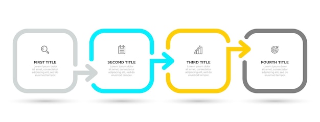 Simple infographic template design with arrow and marketing icons