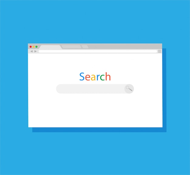 Simple internet browser window isolated on blue