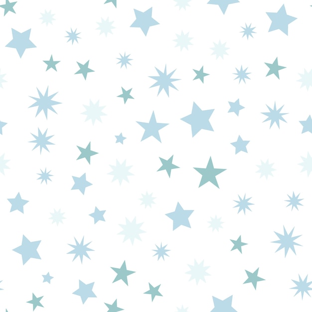 Simple irregular seamless vector pattern with stars isolated on white bachground