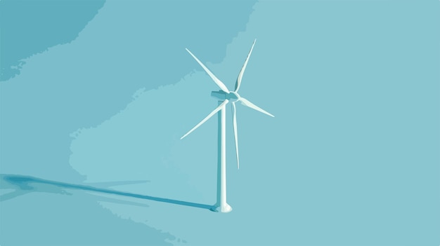 Vector simple isolated rotating wind turbine vector illustration