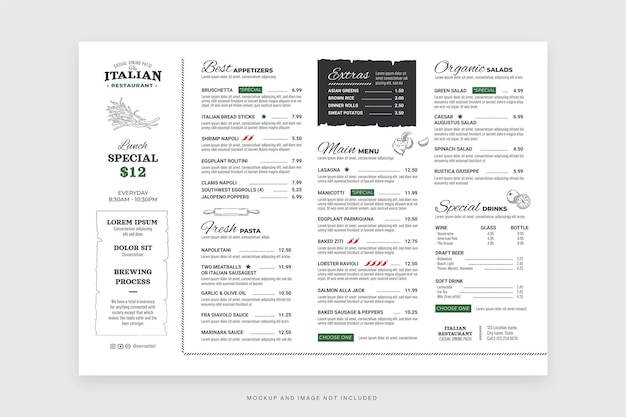 Vector simple italian cuisine menu flyer template in vector v3