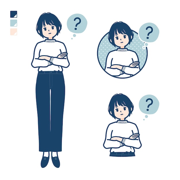 Simple Knit womanQuestionpose