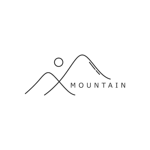 Simple landscape line drawing of a mountain logo