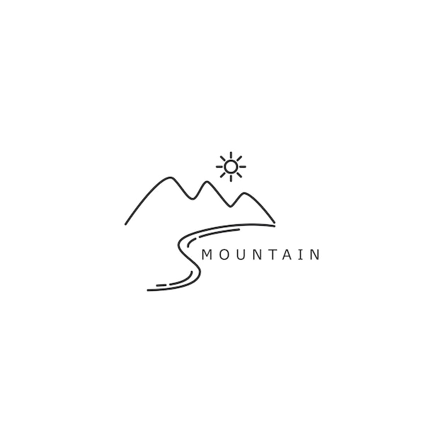 Simple landscape line drawing of a mountain logo