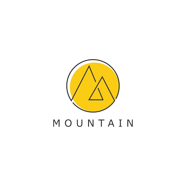 Simple landscape line drawing of a mountain logo