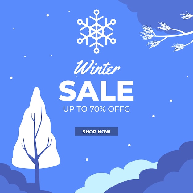 Simple landscape for winter season sal offer discount promotion banner template