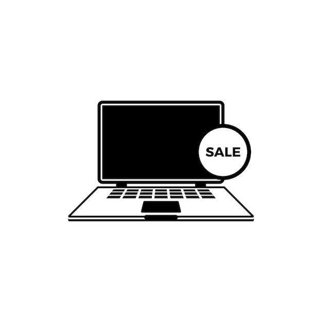 Simple laptop sale icon sale pormotion iocn vector